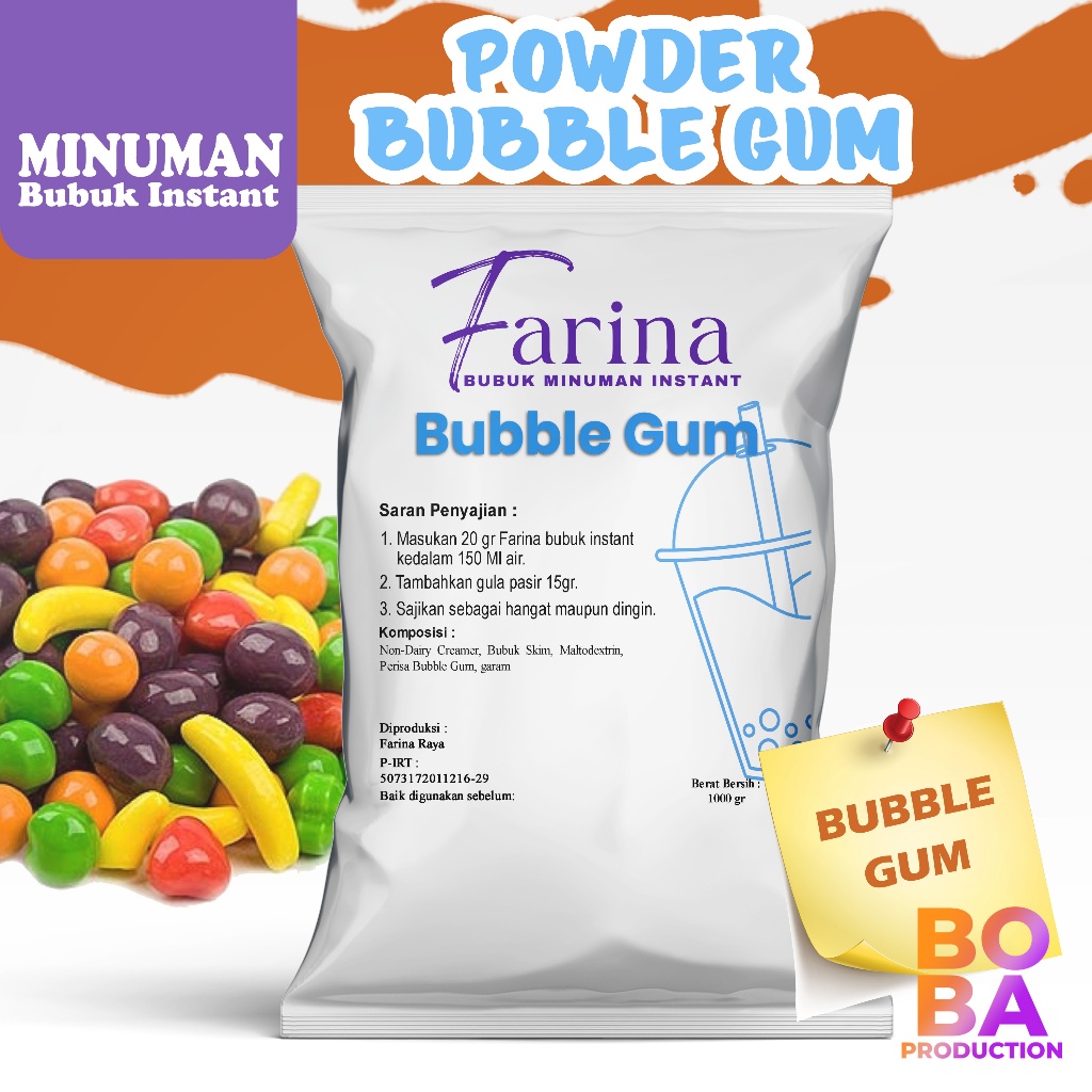

Bubuk Es Kekinian Rasa Bubble Gum 500gr - Bubuk Aneka Rasa - Bobaproduction