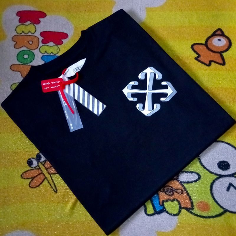 Off white Galaxy Motif Dragon kartun Art T-shirt crazy rich Black L