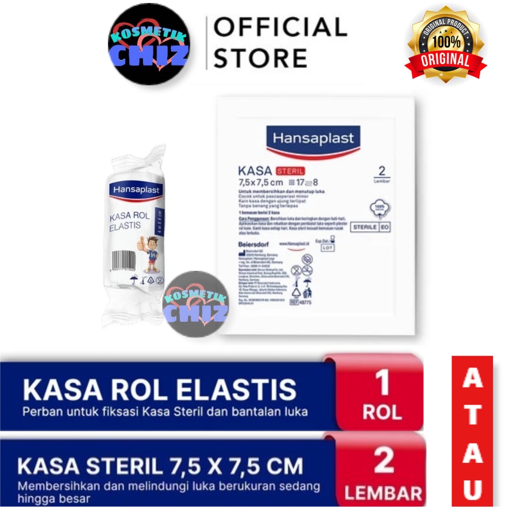 HANSAPLAST Perban Kasa Roll Elastis Isi 1 ROLL / Kasa Steril Isi 2 LEMBAR - P3K Kulit sensitif & nya
