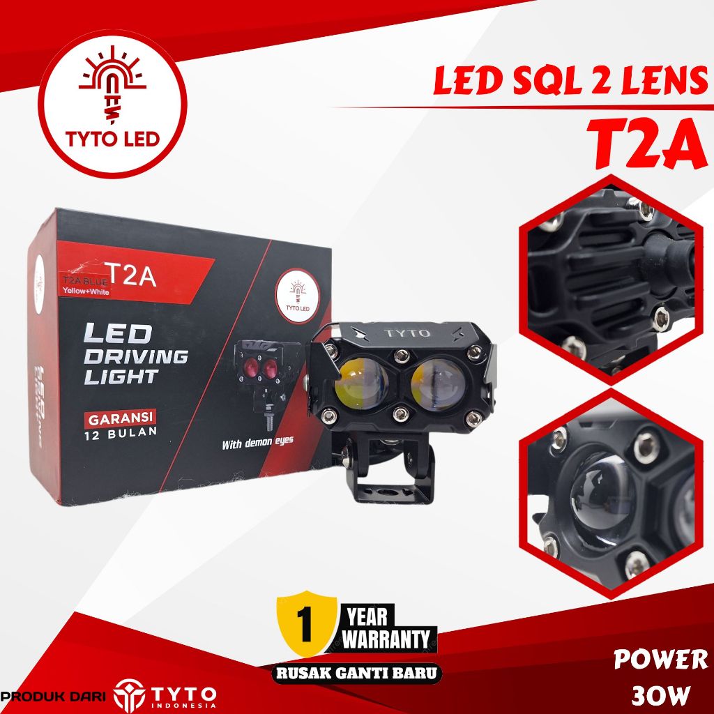 TYTO LED T2A Lampu Led SQL 2Lens 30watt Demon Eyes Waterproof