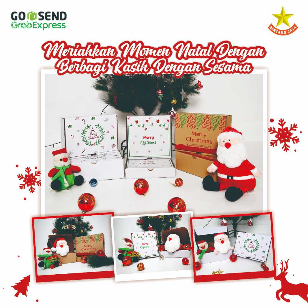 

(ECER) Kardus Hampers Natal Merry Christmas Box Kado Die Cut Natal Free Sablon Murah Single Wall