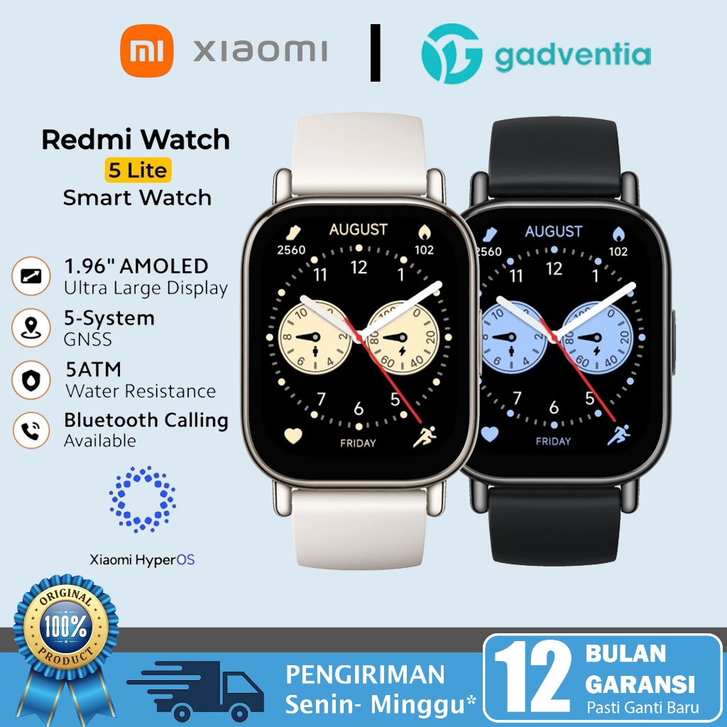 Xiaomi Redmi Watch 5 Lite 1,96'' Inch AMOLED Display Blutooth Calling GPS GNSS System 5 ATM Waterpro