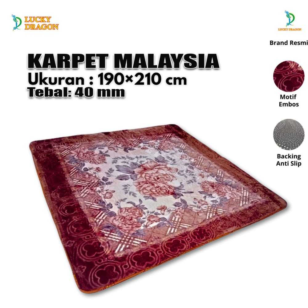 LUCKY DRAGON KARPET MALAYSIA / AMBAL MALAYSIA EMBOSS JUMBO KING SIZE 190X210 CM TEBAL 40 MM