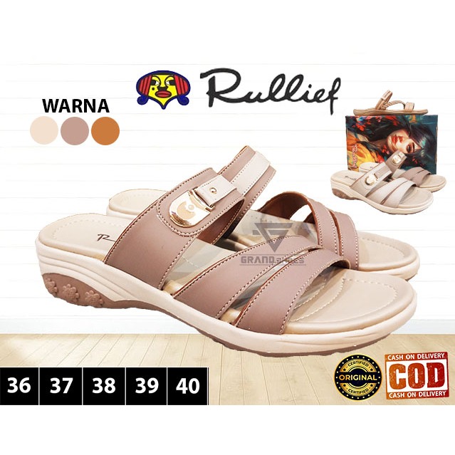 RULLIEF RULIEF Sandal sendal wedges flat flip flop wanita perempuan kasual original