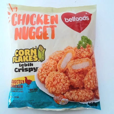 

BELFOODS CHICKEN NUGGET CORN FLAKES 450GR NAGET AYAM CORNFLAKES HALAL