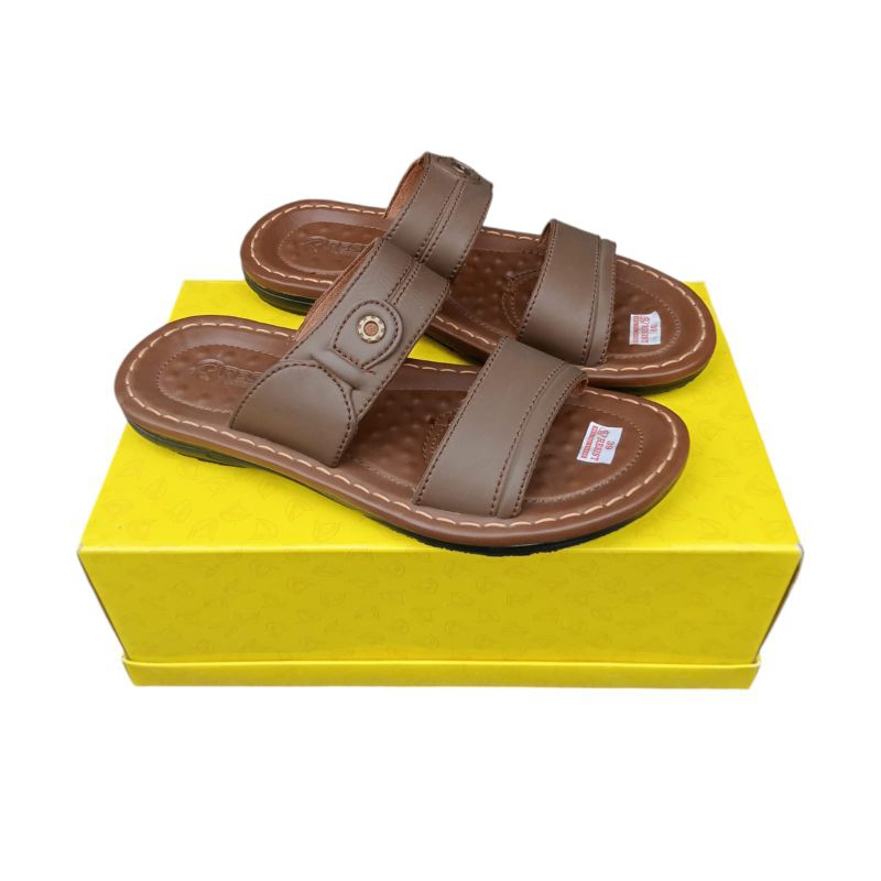 sandal kulit pria original model terbaru sandal pria casual model terlaris sendal tali strip dua cod