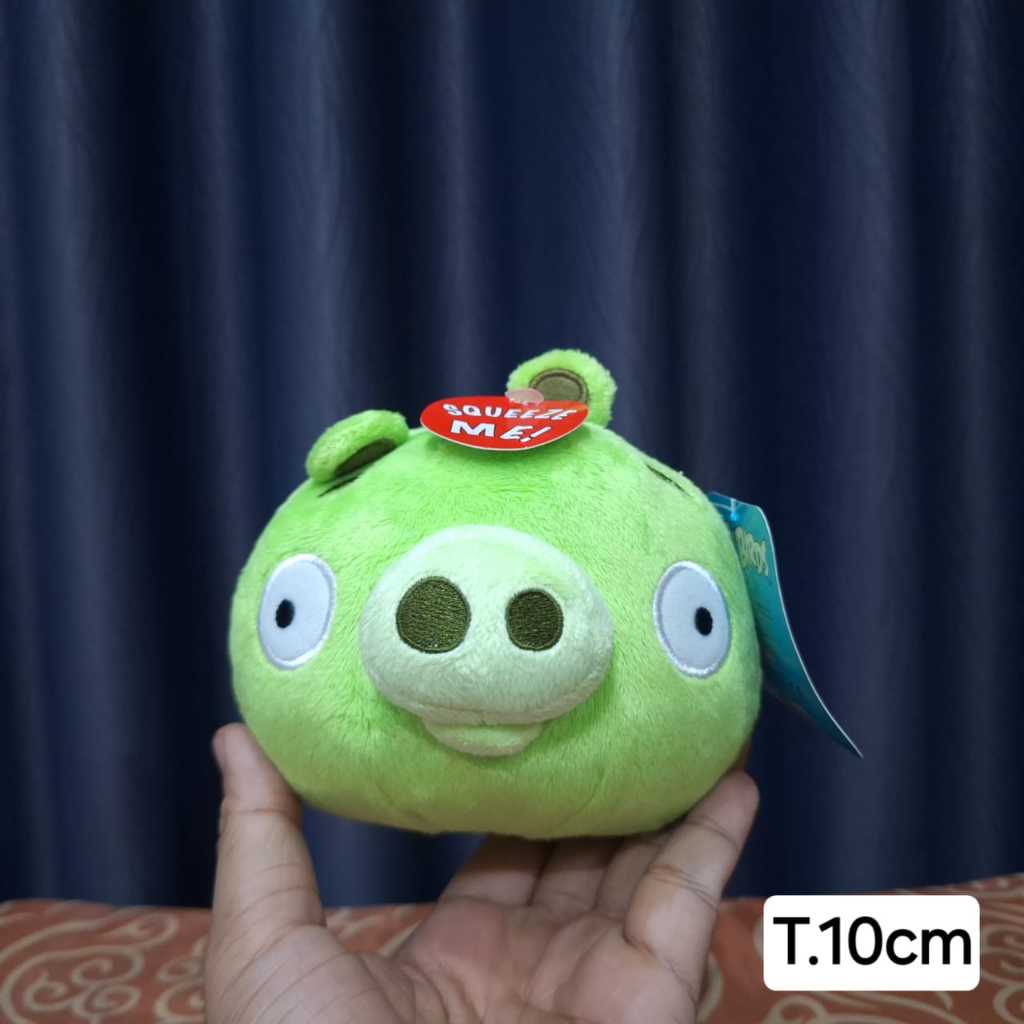 Boneka Angry Bird Birds B2 Pig Hijau Kecil Bulu Elektrik Off Tag Original Cantik Lucu