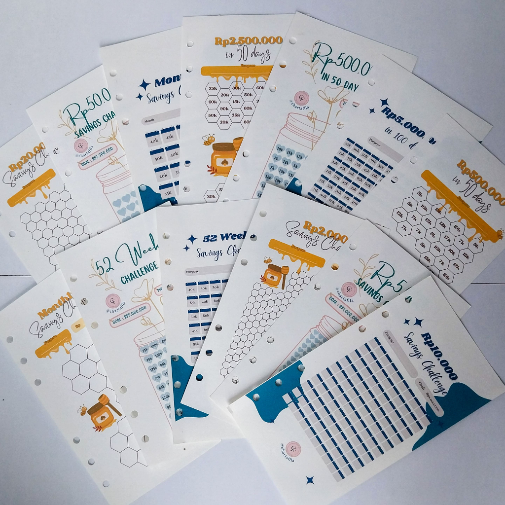 

(CO MINIMAL 5 LEMBAR) Saving Kit by Chartafila - Savings Challenge / Tantangan Menabung / Paket Binder A6 Keuangan