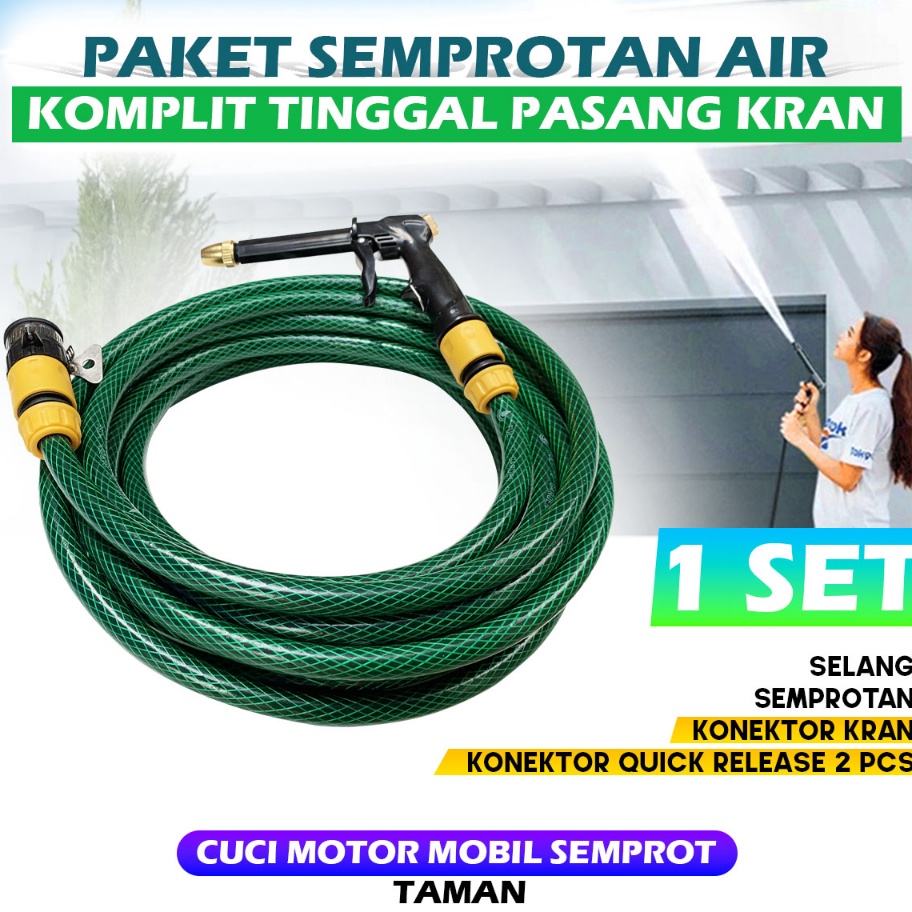 Komplit Semprotan Water Semprot Taman Steam Cuci Mobil Motor  Tinggal Colok Pasang Kran Selang Air S