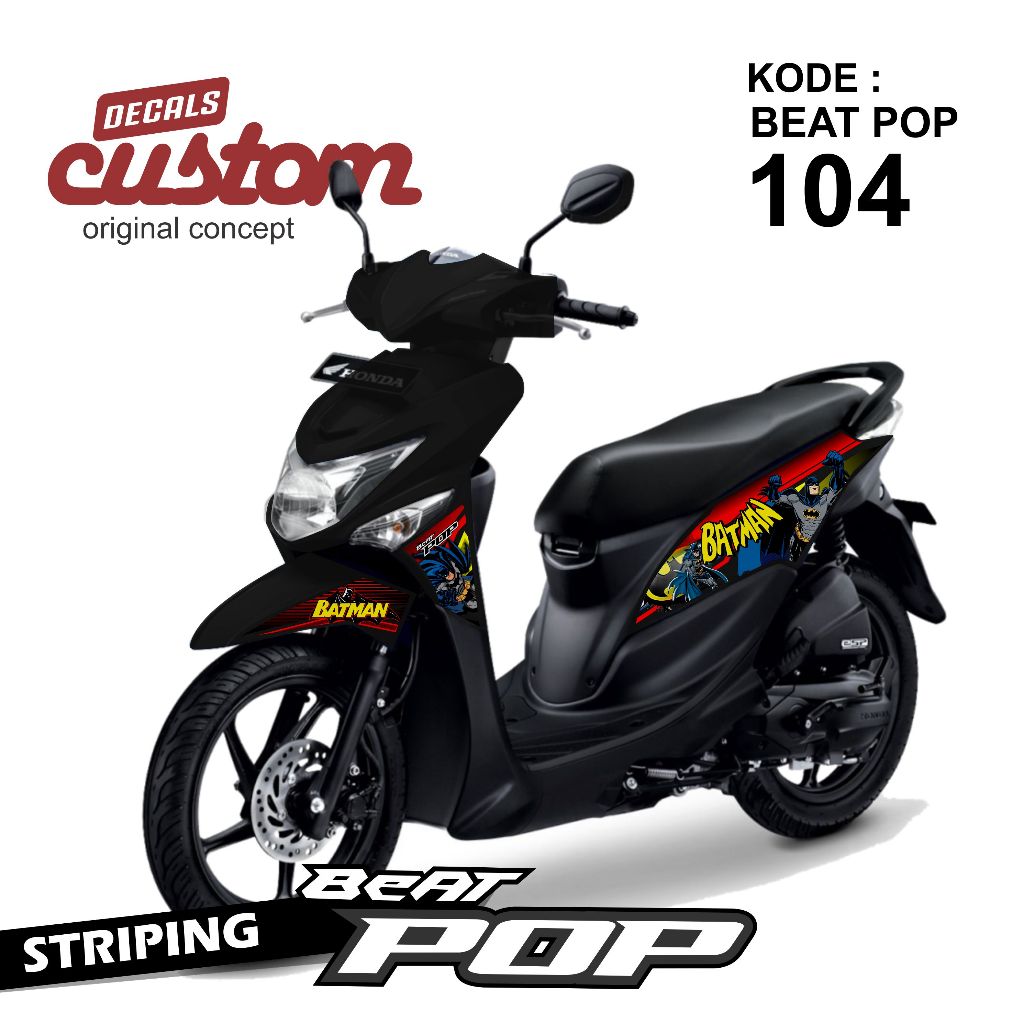stiker honda beat pop striping motor beat pop motif batman hulk decal beat pop
