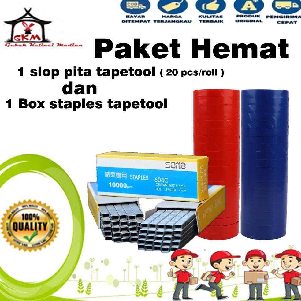 

Obral Laris Paket Hemat 1 Slop Pita Tapetool Isi 2 Rol Dan 1 Box Staples Tapetool Isi 1