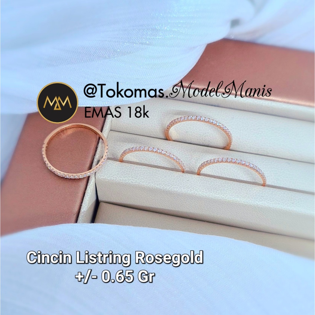 Cincin listring italy AU emas rosegold 750 kadar 18k