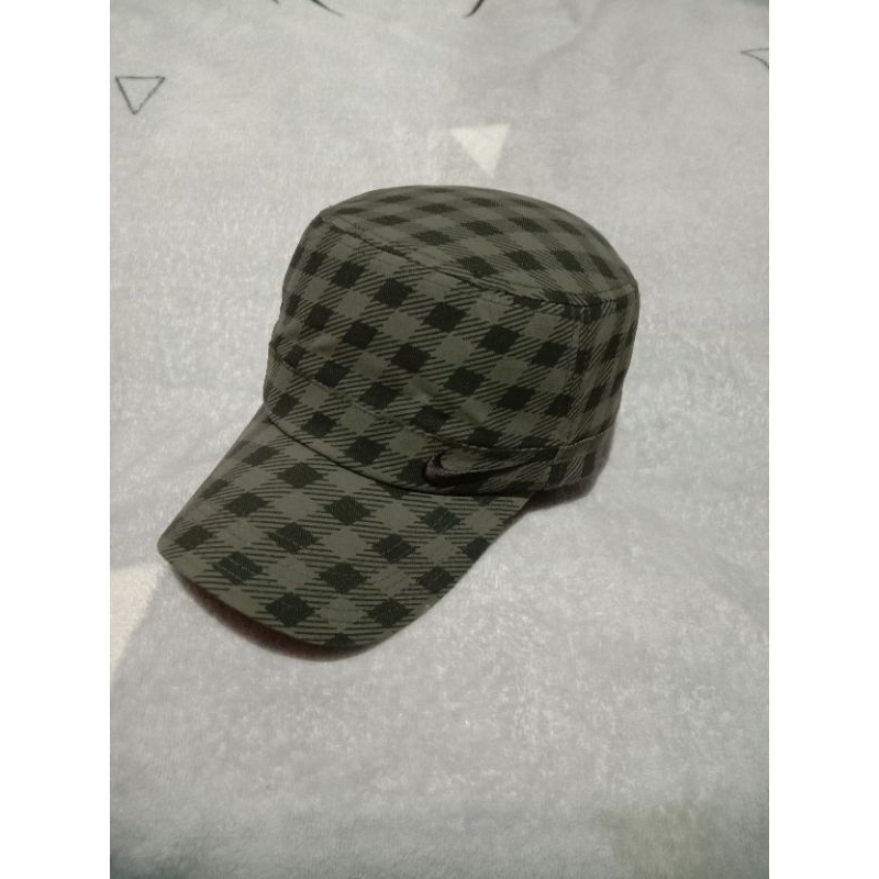 Topi Nike Second Original cap Model komando patrol warna abu abu motif kotak kotak Bahan polyester o