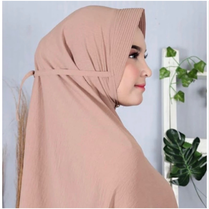 Kerudung Bergo Crinkle Pet Tali Size XL / Bergo Pet tali ukuran XL