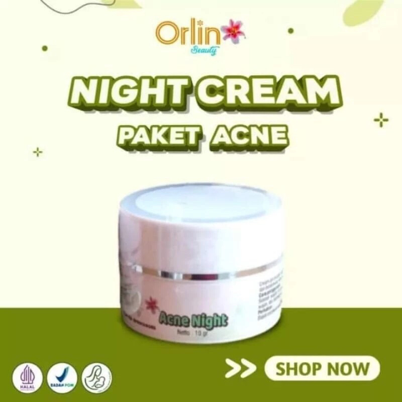 NIGHT CREAM ACNE ORLIN BEAUTY (AMAN BUSUI & BUMIL, BPOM)