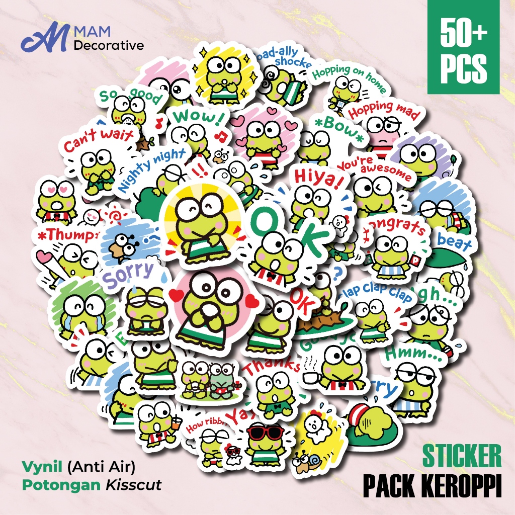 

50 PCS STIKER KEROPPI | Vinyl Waterproof | Stiker Helm Buku Journal Casing HP Laptop