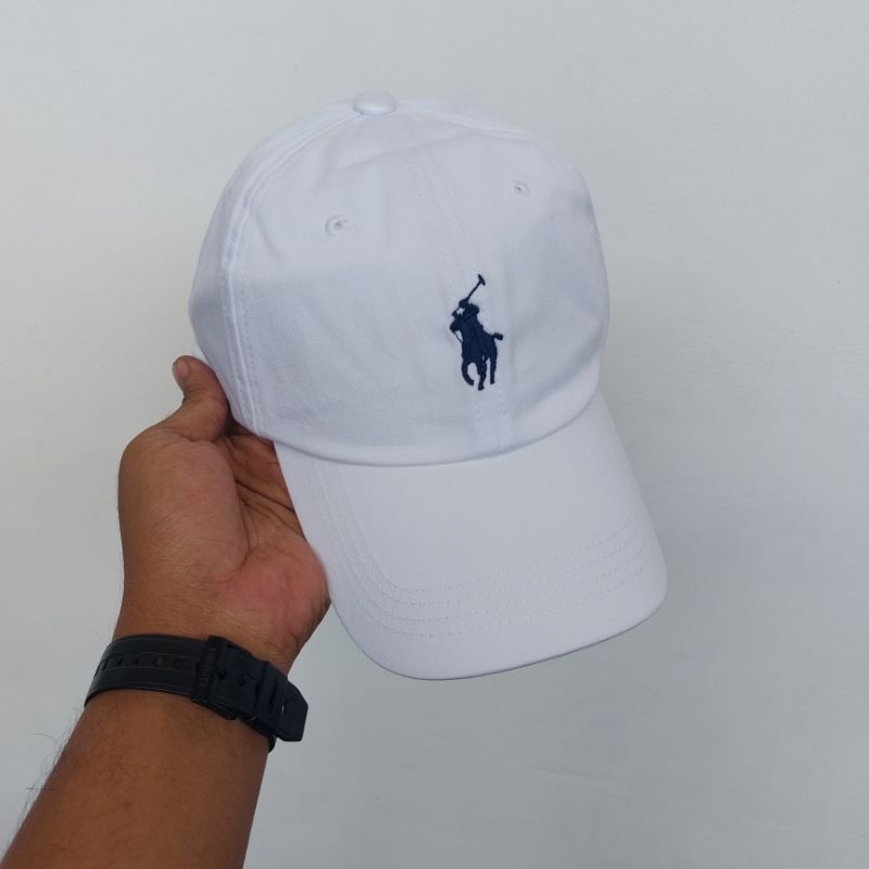 topi/caps Polo strap kain - putih logo navy - original BNWT