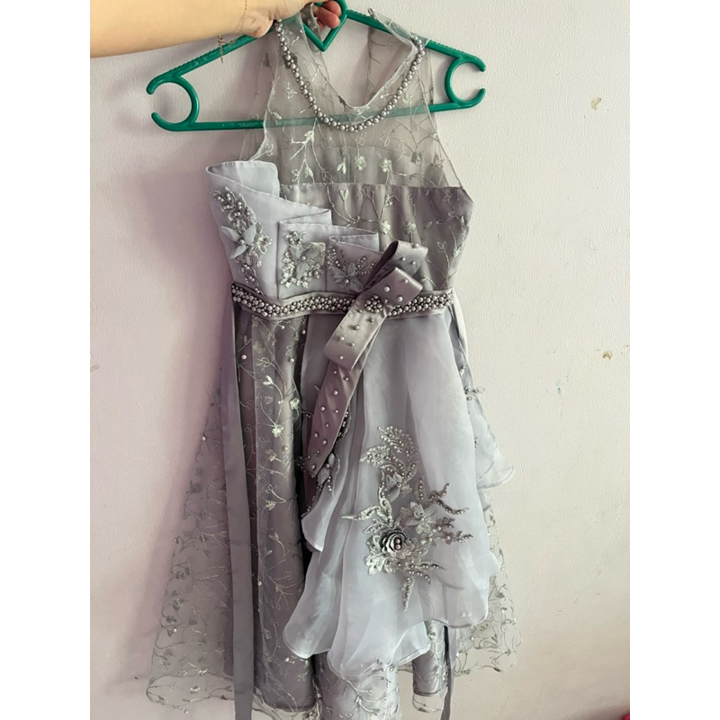 GAUN PESTA ANAK - DRESS PESTA ANAK - GAUN SILVER ANAK - GAUN DRESS KONDANGAN ANAK - PRELOVED