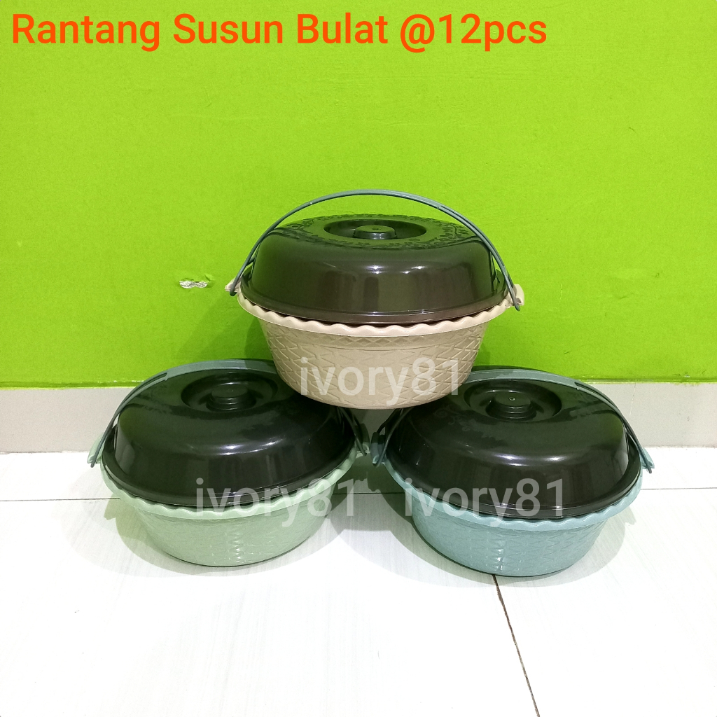 12PCS Rantang susun bulat rantang hajatan besar rantang plastik rantang piknik souvenir berkatan sel