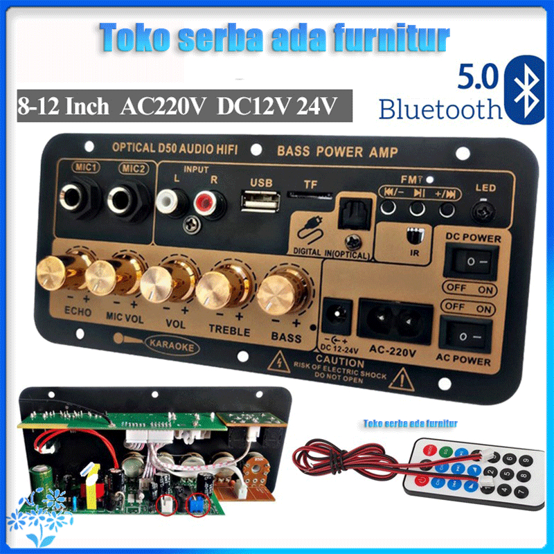 D50 DIY Amplifier Board 35-300W Power Amplifier Board Bluetooth 5.0 USB FM Subwoofer 8-12 Inch Digit