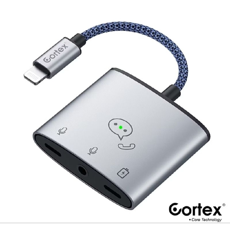 Splitter MH382 Splitter iPhone 3in1 Lightning To L + Jack 3.5MM Converter Support PUBG charge + Mic