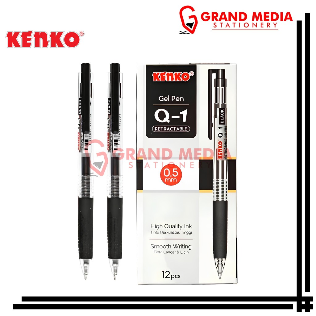 

[GRAND MEDIA] BALLPOINT / PENA / PULPEN GEL KENKO Q-1 HITAM / 1PCS