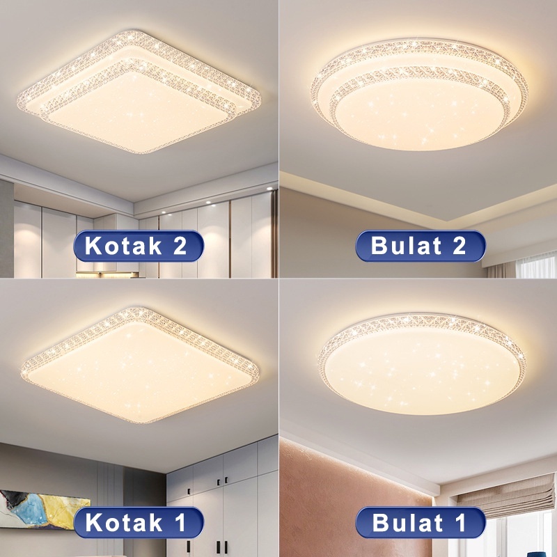 [Jambor] Lampu Ceiling Led/Lampu Plafon/Lampu Hias Akrilik Kotak 2 Tingkat 40Cm 3 Warna