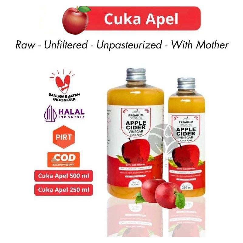 

CUKA APEL PREMIUM ORIGANIC WITH THE MOTHER APPLE CIDER 500ML & 250ML