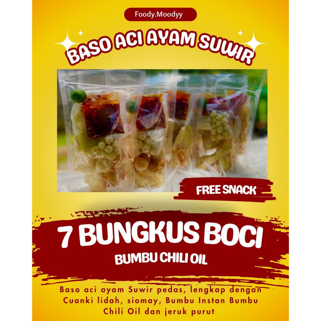 

Baso Aci Ayam Suwir 7pcs Chili Oil Makanan Pedas Kuah Hotpot Instan Food