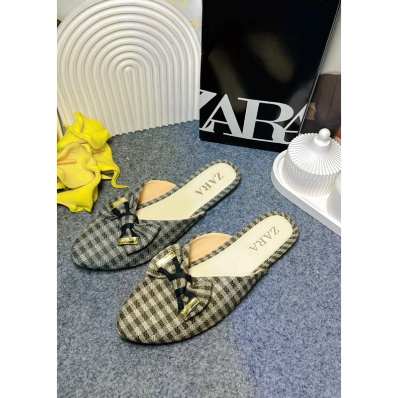 Sandal Selop Sepatu Zara Rajut Pita Kekinian Korean Style KODE HZ5SEP