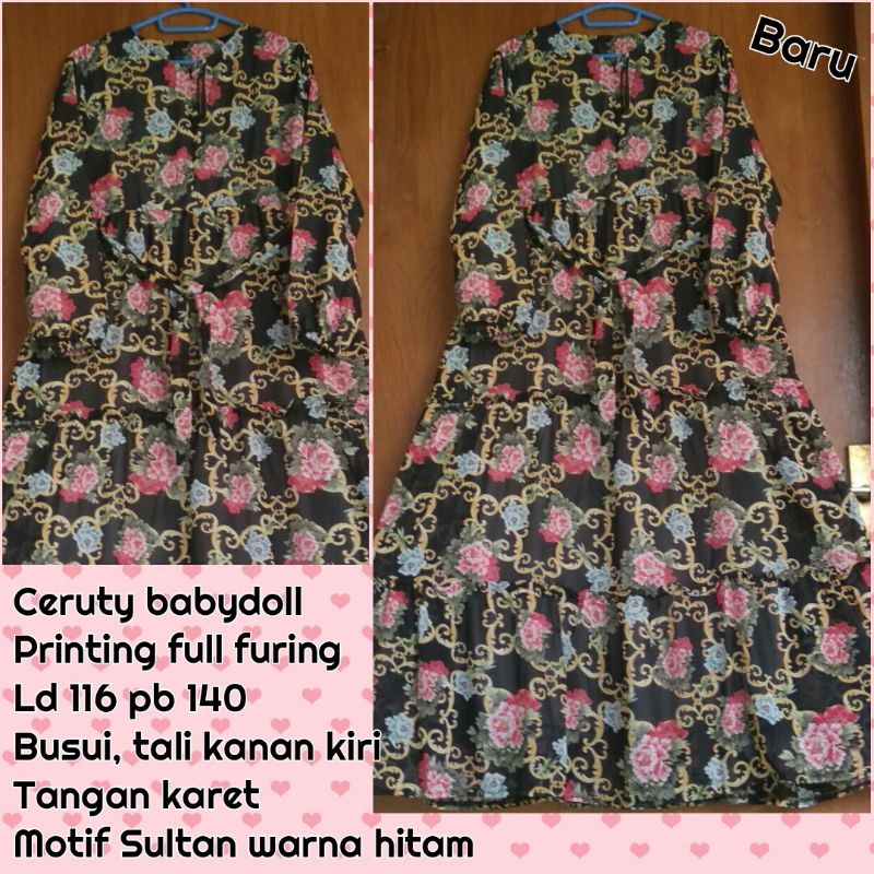 Gamis ceruty printing jumbo/gamis ser khimar jumbo