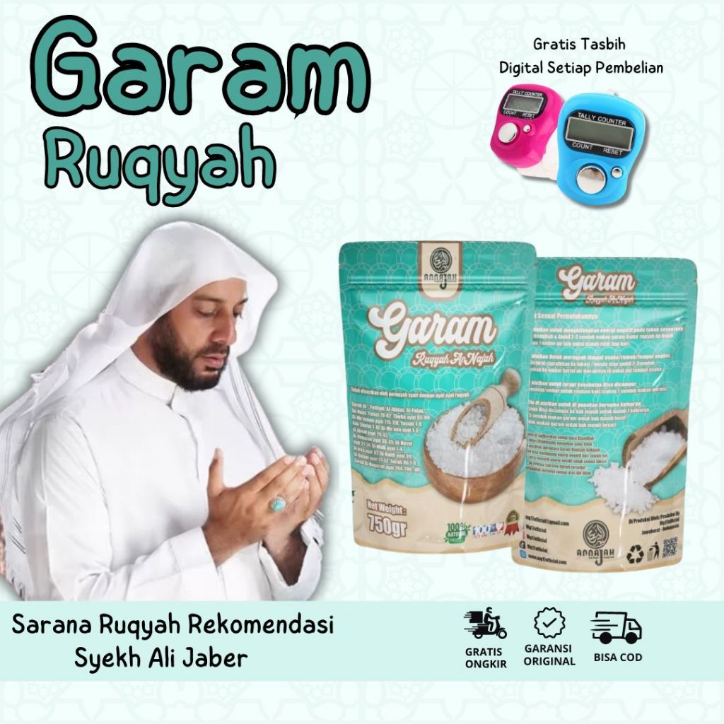 

Garam Ruqyah Rekomendasi Syeh Ali jaber 750 gram Gratis Tasbih Digital