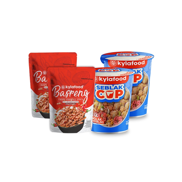 

Kylafood paket 2 seblak cup + 2 basreng pedas (80gr)