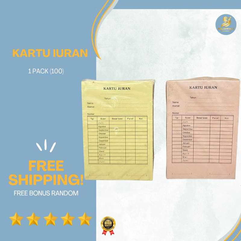 

Kartu Iuran (pack) | 1 Pack (100 Pcs) | Request Warna Chat Admin