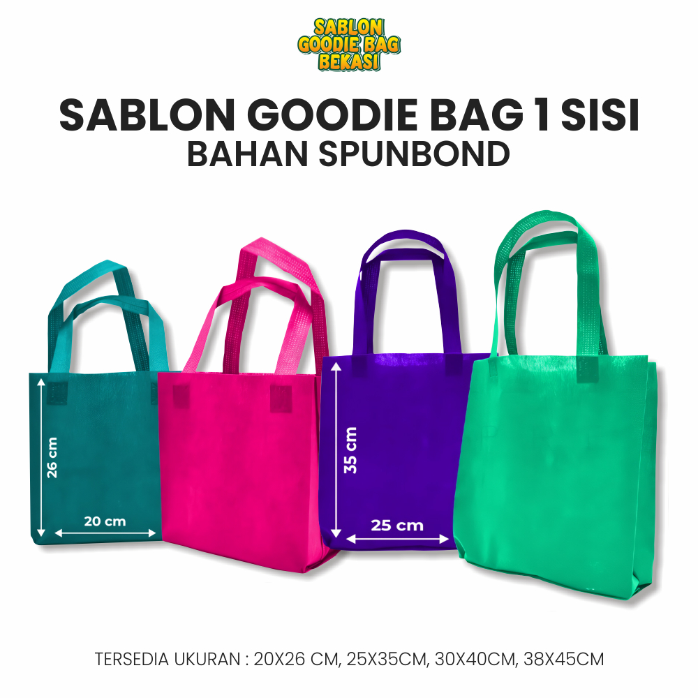 

Sablon Goodie Bag 1 Sisi Custom - Bahan Spunbond *MINIMAL PEMBELIAN 100 PCS