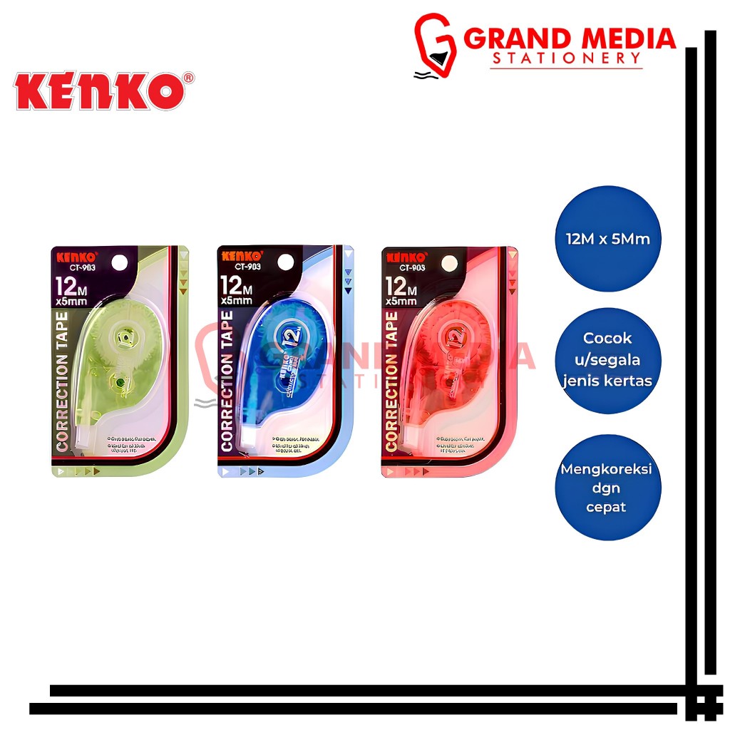 

[GRAND MEDIA] PITA KOREKSI / TIP-EX / TIP-X / CORRECTION TAPE KENKO CT-903