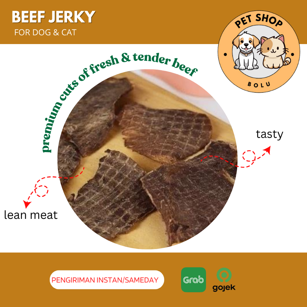 Snack Hewan Anjing dan Kucing Homemade Treats Beef Jerky Premium