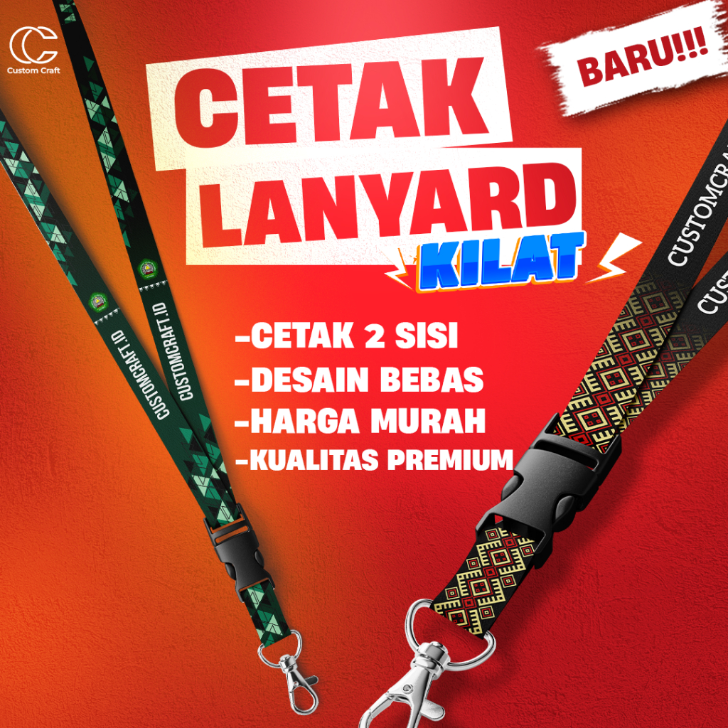 LANYARD CUSTOM 2 SISI / Lanyard FullPrint 2 sisi/ Tali Id card / Tali Name tag / LANYARD SATUAN