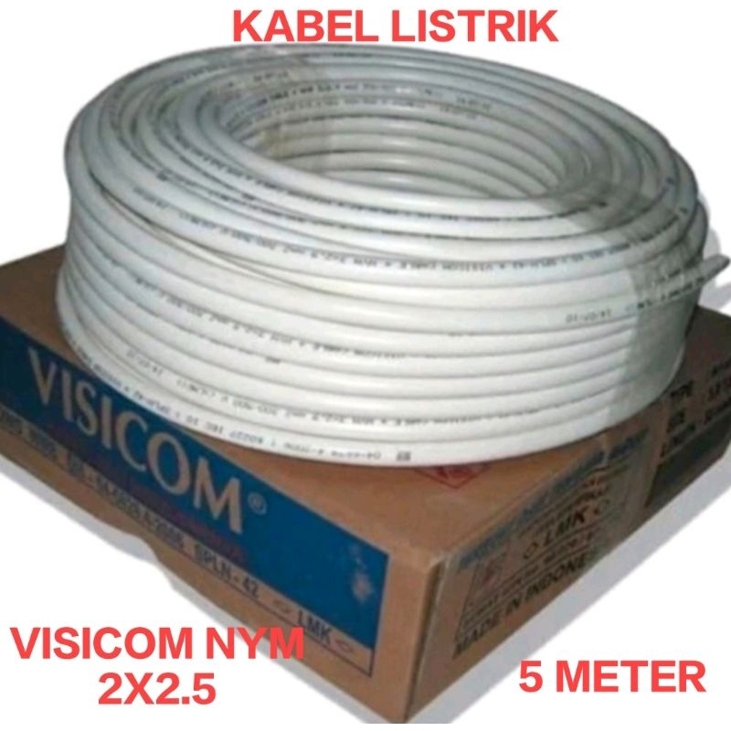 KABEL LISTRIK VISICOM NYM 2X2.5 (5 METER) ECERAN KABEL VISICOM TEMBAGA ASLI 5 METER