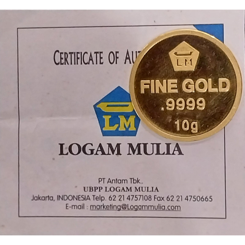 Logam Mulia Koin Emas Antam Bulat 10 gram 24K