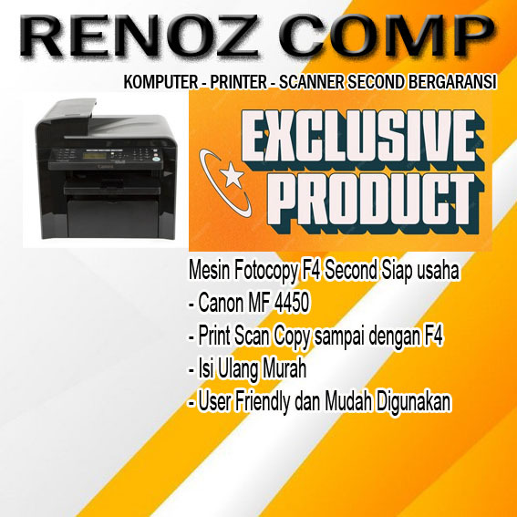 Mesin Fotocopy F4 Canon MF  4450  Bekas Berkualitas isi Ulang Murah
