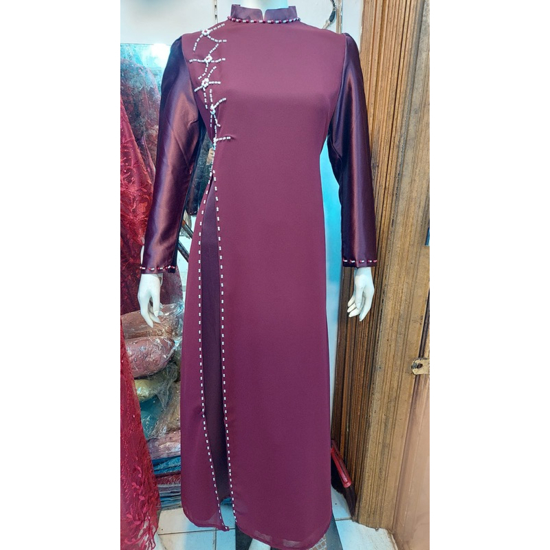 New Nadia Dress/ Dress pesta Terbaru sifon belah burgandy