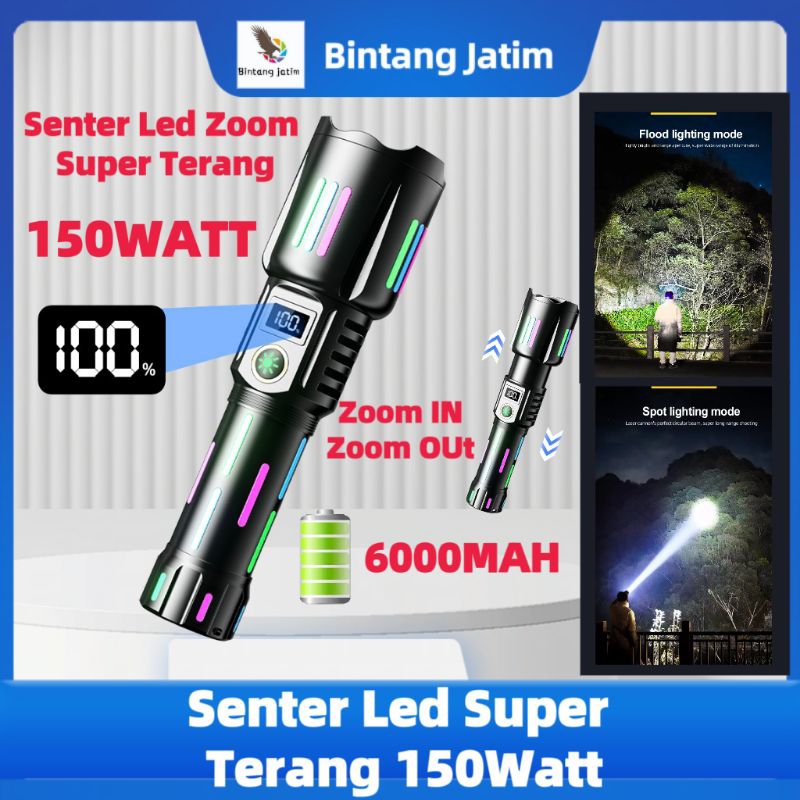 Senter Led Super Terang 500Watt White Laser Sorot Jarak Jauh Sampai 1000M