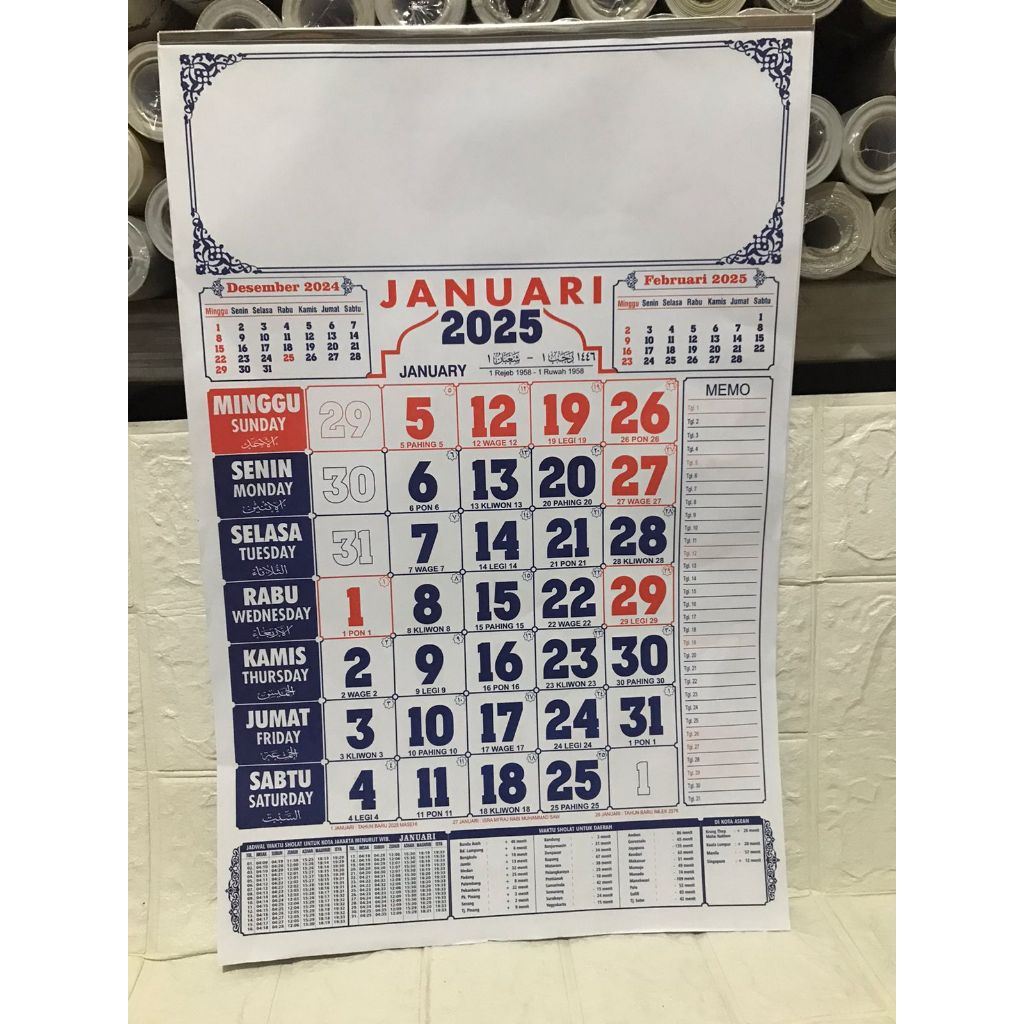 

Kalender Kerja kecil/ kk Arab 2025 uk 32x48 cm - KK KECIL ARAB