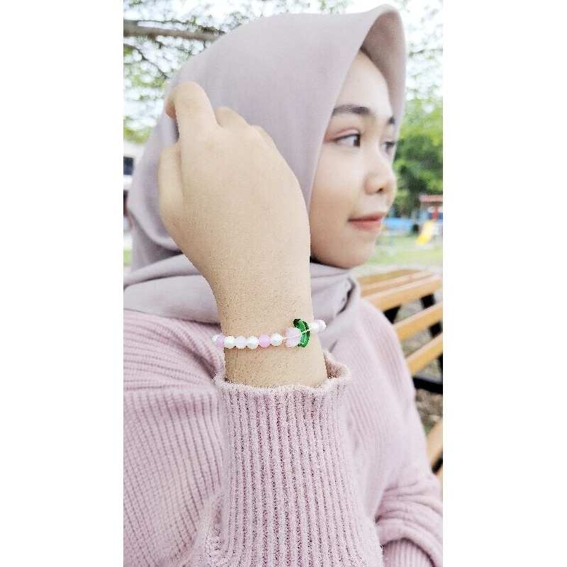Fysani gelang manik manik aesthetic tulip pink
