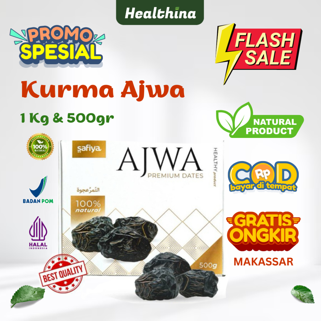 

Kurma Ajwa 1 Kg Asli - Kurma Nabi Super Asli Madinah Best Quality - COD Makassar