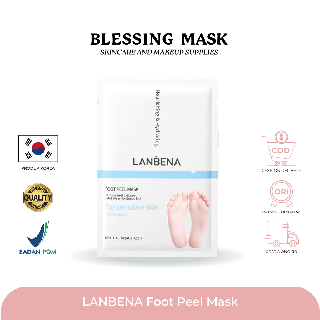 LANBENA Foot Peeling Mask 1Pair Remove Dead Skin Foot Care Untuk Spa Kaki Exfloating Masker Beauty