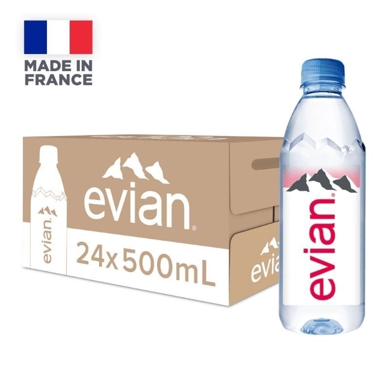 

Evian Natural Mineral Water (24 x 500ml Case). France Original Imported