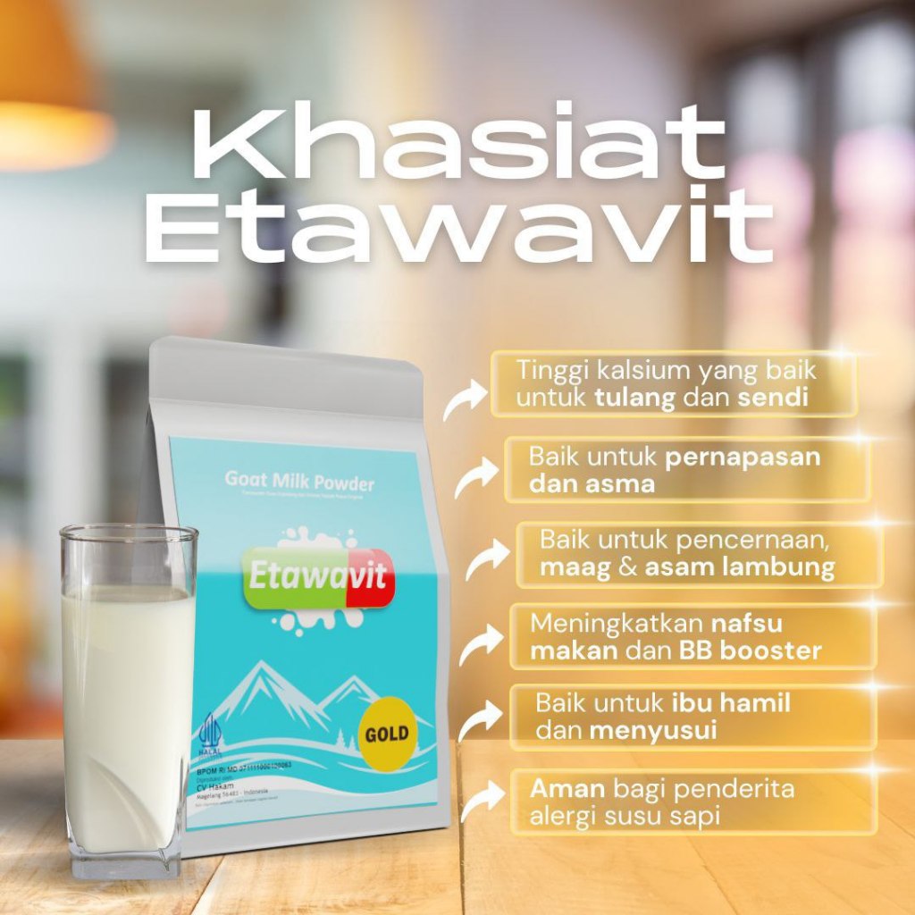 

Etawavit Andalan Ibu & Keluarga, Susu Kambing Bubuk Kaya Khasiat & Manfaat