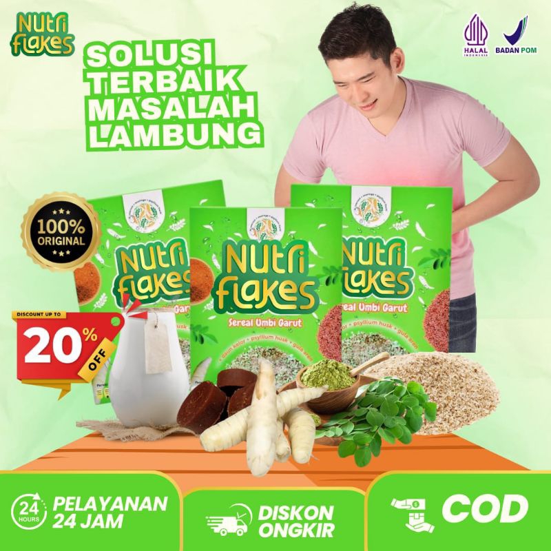 

NUTRIFLAKES - Paket 5 Box Sereal Umbi Garut Pilihan Paling Tepat Untuk Menurunkan Kolesterol, Gula Darah Serta Menjaga Berat Badan Tetap Ideal G